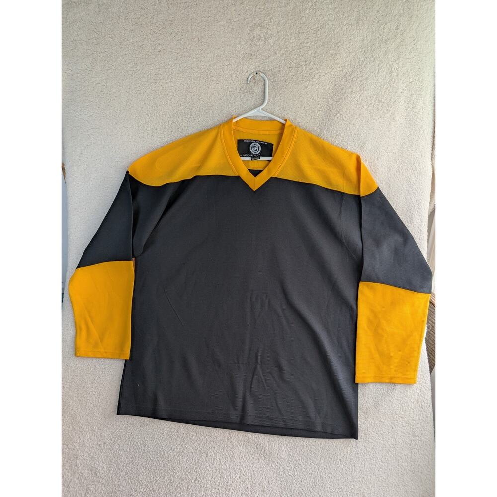 NHL Hockey Jersey Shirt Mens XL Black Yellow Blank Long Sleeve READ/WEAR